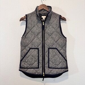 J.Crew Heritage Preppy Herringbone Quilted Down Vest XS Equestrian Old Money